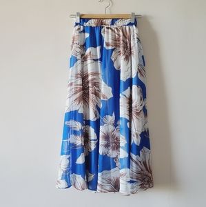 Floral Maxi Skirt - Blue